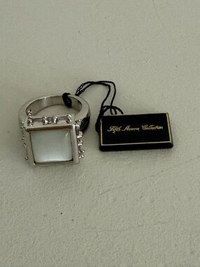 Saks Fifth Avenue Silver-Tone Ring with White Square Center